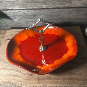 Vintage BLUE MOUNTAIN POTTERY Lava Red Candy Dish - Like NEW